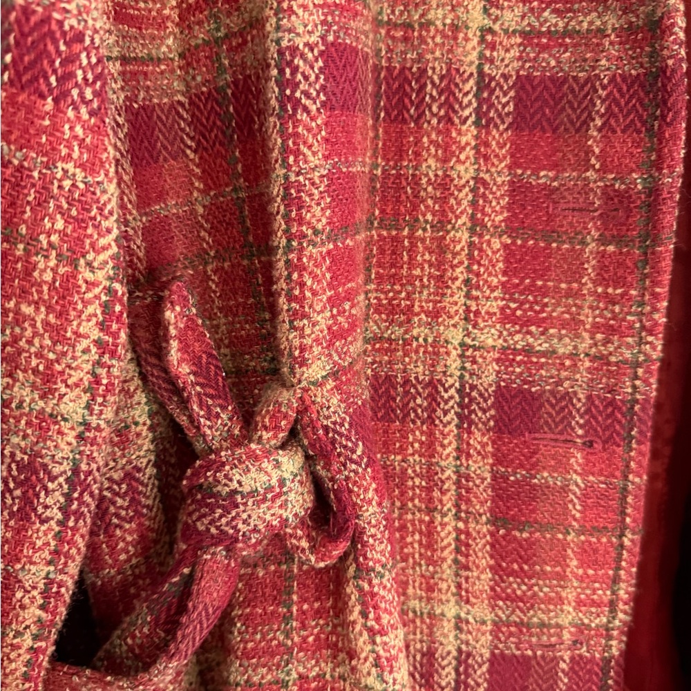 Liz Sport VINTAGE Plaid Red Women's Jacket with belt wool blend in size 14 - Picture 2 of 11